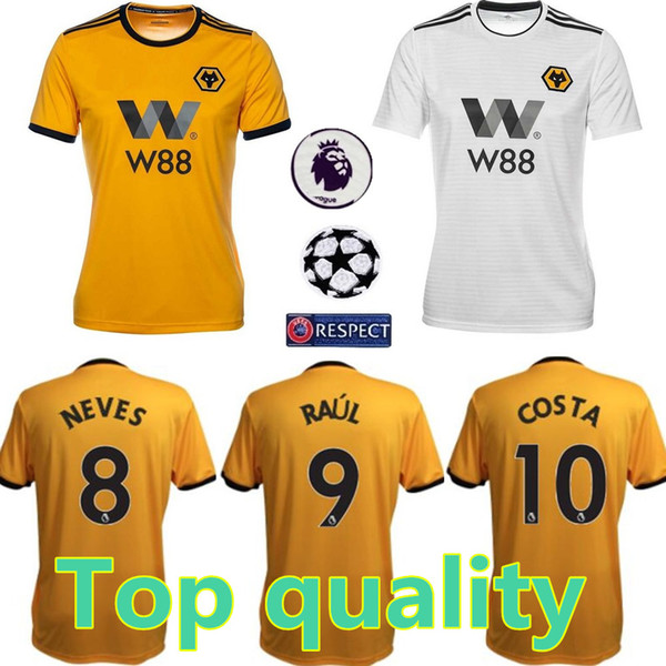 18 19 new Wolverhampton Wanderers soccer jersey Raul Neves I.Cavaleiro Doherty J.Moutinho 2018 2019 Wolverhampton Football Shirts