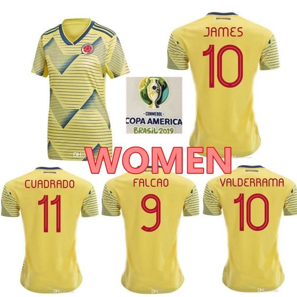 Colombia Soccer Jerseys 2019 2020 Copa America girls home Jersey 10 JAMES 9 FALCAO CUADRAD AGUILAR GUARIN 6 SANCHEZ Men Women Football Shirt