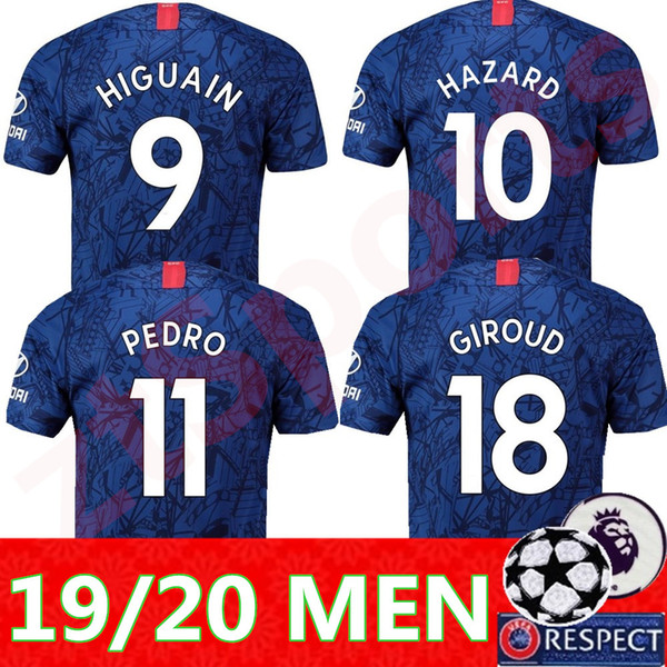 2019 2020 New HAZARD KANTE 19 20 home blue soccer jerseys Camisas maillot de football shirts JORGINHO KIT camisa de futebol HIGUAIN PULISIC