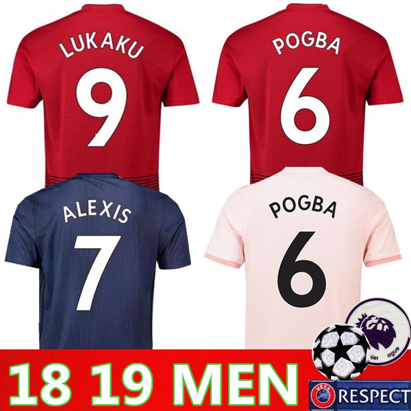 2019 Manchester LUKAKU POGBA Home Away 3rd 18 19 UNITED Soccer Jerseys 19 20 ALEXIS MARTIAL RASHFORD MATA LINGARD United Football shirt