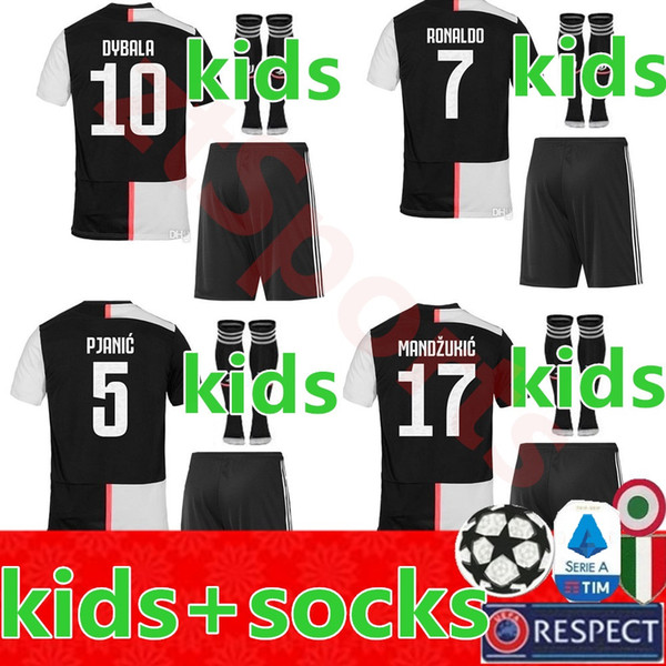 2019 2020 Juventus RONALDO Soccer Jersey Football Shirt Uniforms Szczesny GOALKEEPER Bernardeschi 19 20 JUVE DYBALA Kids SPORTS Kits Sets