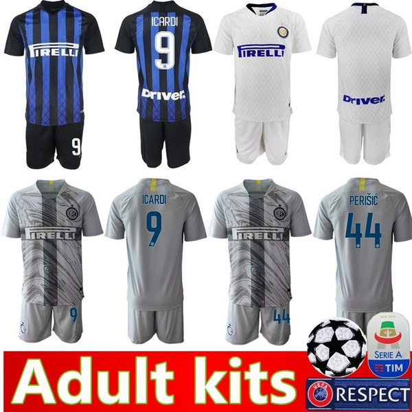 2019 Inter adult kit Soccer Jersey ICARDI 9# NAINGGOLAN 14# LAUTARO 10# PERISIC 44# SKRINIAR Soccer Kits good Quality Football Shirts Pants