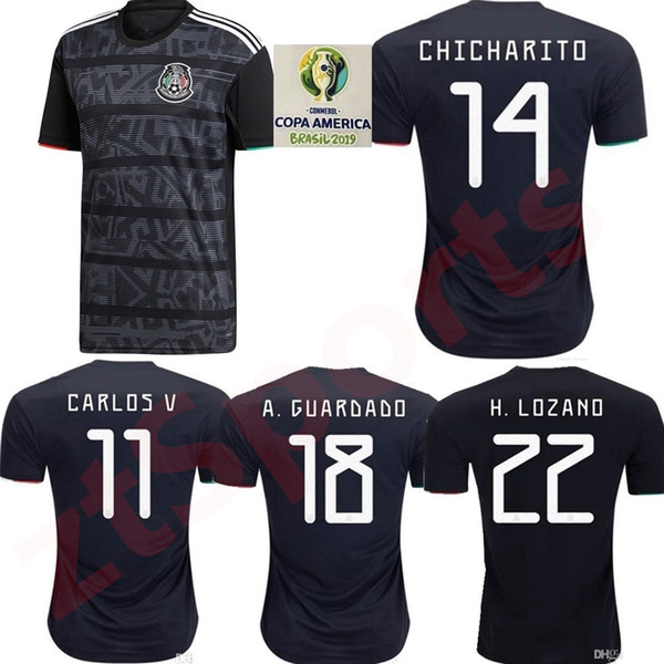 2019 New Mexico Jerseys GOLD CUP Soccer Jerseys Mejico Home Black KIT 14 CHICHARITO 11 CARLOS 22 H.LOZANO Customizable football suit