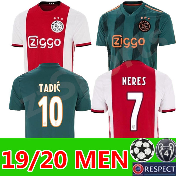 2019 2020 ajax DE JONG TADIC home soccer jerseys NERES ZIYECH away 19 20 football shirts Ajax jerseys Camisas De Futebol DE LIGT