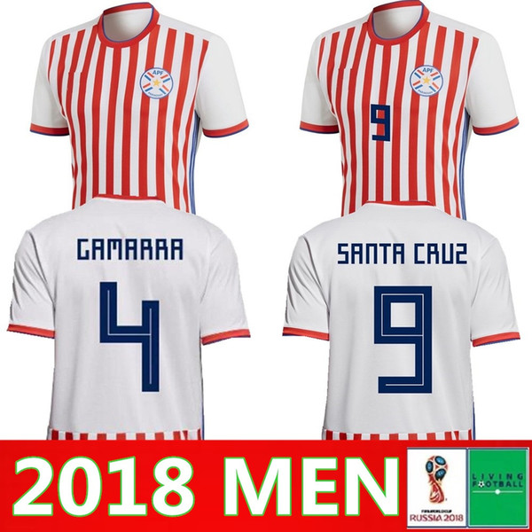 2019 Paraguay Soccer Jersey 4 GAMARRA 9 SANTA CRUZ Gonzalez Miguel Almiron DUAETE VELAZQUEZ Custom Home Football Shirt Uniform