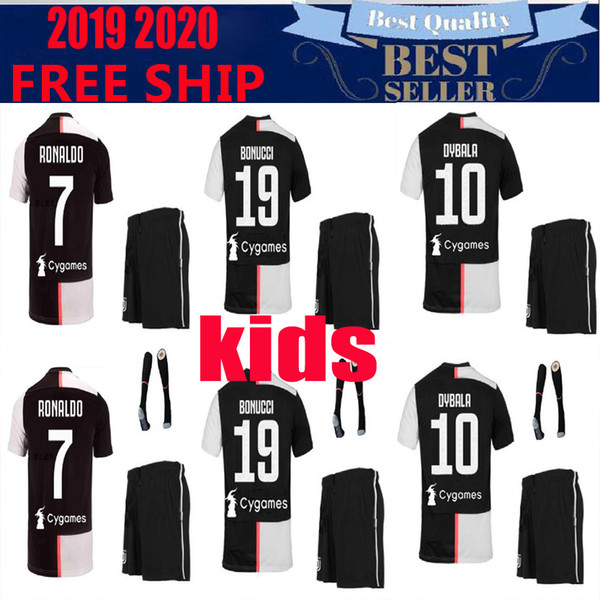 juventus soccer Jersey kids kit 19/20 RONALDO DYBALA BONUCCI PJANIC 2019 2020 boys camiseta de futbol Shirt uniforms kits maglia da calcio