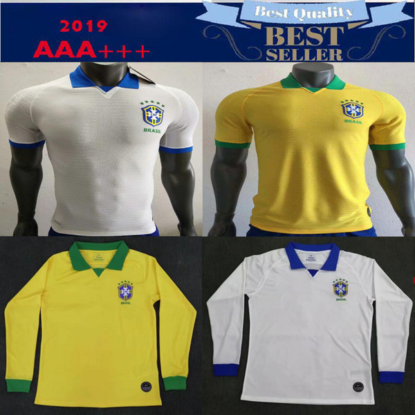 Player version COPA AMERICA BRASIL 2019 Coutinho Gesus Firmino Soccer Jerseys Brazil Futbol long sleeve Camisetas Shirt Maillot