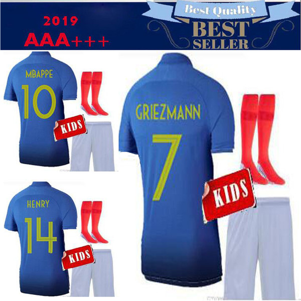 1919 2019 Two stars 2 GRIEZMANN MBAPPE Kids kits 2019 2020 France soccer jersey boys child Centenary POGBA football shirt maillot de foot