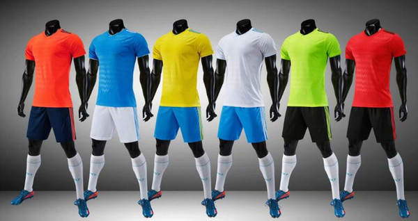 2018 2019 Adult kit Customized your team Logo Blank Soccer Jerseys set Uniform Camisetas de Futbol with Shorts Football Shirts