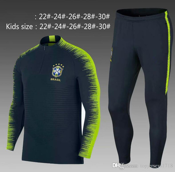 2018 2019 brazil kids kit training suit soccer sets 18 19 survêtements COUTINHO JESUS young chandail de football tracksuit