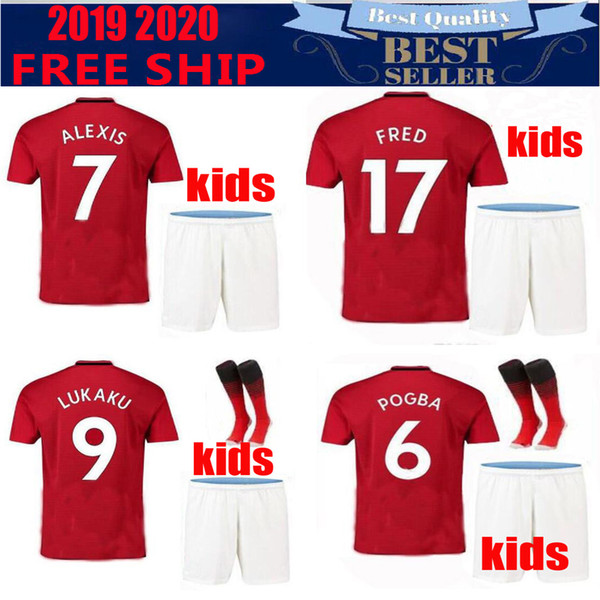 Thailand POGBA Manchester soccer jersey 2019 LUKAKU RASHFORD MARTIAL ALEXIS football kids kit United UTD jersey 19 20 KIDS SETS MATA LINGARD