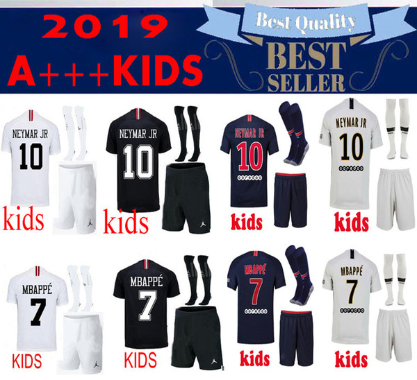 MBAPPE soccer jerseys 2018 2019 PSG 3rd third kids football shirts CAVANI top thailand 18 19 paris maillots BUFFON boys Camiseta de futbol