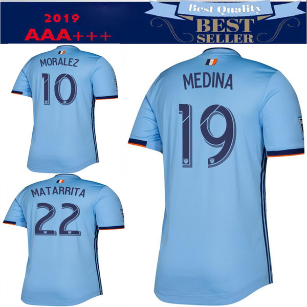 Mens New York City FC 2019 Home Blue Soccer Jersey nycfc MLS PIRLO MORALEZ LAMPARD DAVID VILLA MCNAMARA MEDINA Football jerseys 2XL