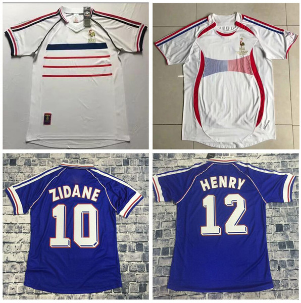 MAILLOT DE FOOT Soccer Jersey Retro France 1998 2006 World Cup camiseta de futbol Football jerseys VINTAGE ZIDANE HENRY home away Jersey