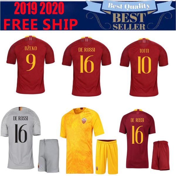 18 19 Roma Soccer Jerseys camisetas de futbol DZEKO TOTTI DE ROSSI Calcio Maglia Italia COLE CASTAN LJAJIC Grey 3rd yellow Shirts