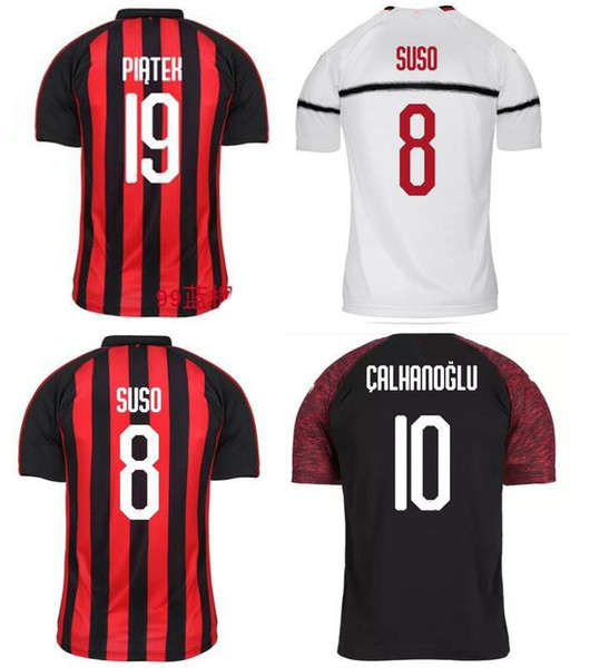 18 19 Milan PIATEK KAKA Soccer Jerseys home 2018 2019 SUSO ROMAGNOLI CUTRONE KESSIE Milan away LOCATELLI CALHANOGLU 3rd football shirt