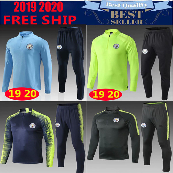 2019 2020 Thailand MAHREZ JESUS DE BRUYNE KUN AGUERO tracksuit manchester soccer jerseys cit y19 20 SANE football KIT Top shirt traning suit