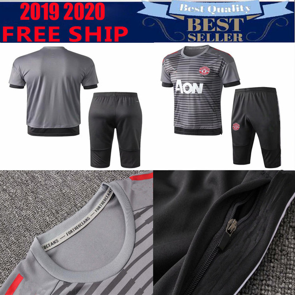 Survetement football 2019 United short sleeves training kits Maillot de foot mens tracksuits sport suit soccer utd Uniforms kit