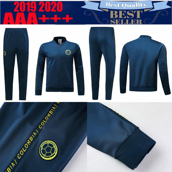 2019 Colombia soccer sets Colombia Soccer jackets 2019 2020 #10 JAMES #9 FALCAO #11 CUADRADO Thai away blue Football tracksuit uniform kits