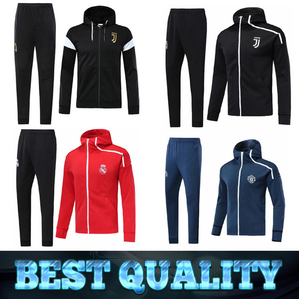 18 19 top Real Madrid soccer sets tracksuit Manchester utd soccer chandal football tracksuit adult training suit skinny pants Sportswear