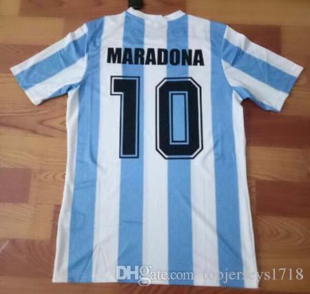 86 top thailand quanltiy Argentina Retro Soccer Jersey Maradona 1986 Vintage Throwback Classic Football Shirts