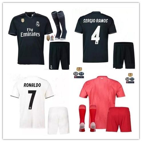 2018 2019 Real Madrid home Away 3RD MANS adult kits jerseys with patch 18 19 RealES Madrid RONALDO BENZEMA JAMES BALE shirt