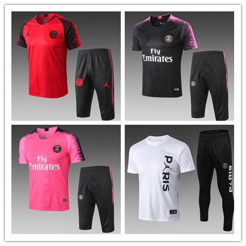 2018 PSG Paris Champions League football training suit Survetement 1819JORDAM MBAPPE Short sleeve POLO shirt long pant tracksuit