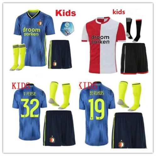 19 20 Feyenoord soccer jersey kids kit home away 2019 2020 LARSSON 32 V.PERSIE 19 BERGHUIS 10 VILHENA 9 JORGENSEN boys JERSEY SHIRT