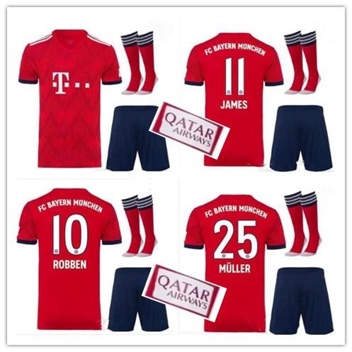 18 19 münchen fußball - trikot nach hause 2018 2019 james vidal lewandowski müller robben football kit mit socken voll