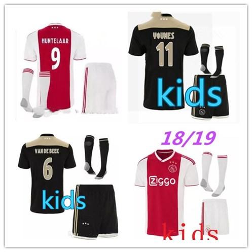 Ajax kids Soccer Jersey 18/19 Ajax FC ADULT kit Jerseys away KITS 2018 2019 Customized KLAASSEN NOURI football uniform FULL SET WITH SOCKS