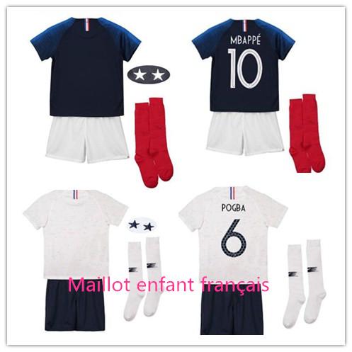 2 stars Coupe du Monde de Jersey Français 2018 # 7 Coupe de football GRIEZMANN 6 POGBA # 10 MBAPPE kids Maillot de football pour enfant psg