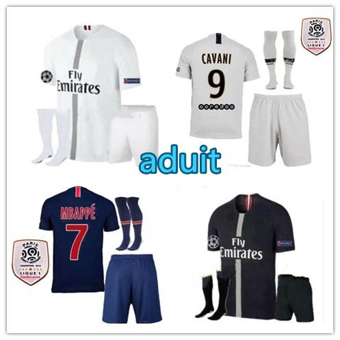 adult kit 18/19 psg champions league soccer jersey Paris mbappe black 2018 2019 maillot de foot CAVANI PRE-MATCH men sets football shirts