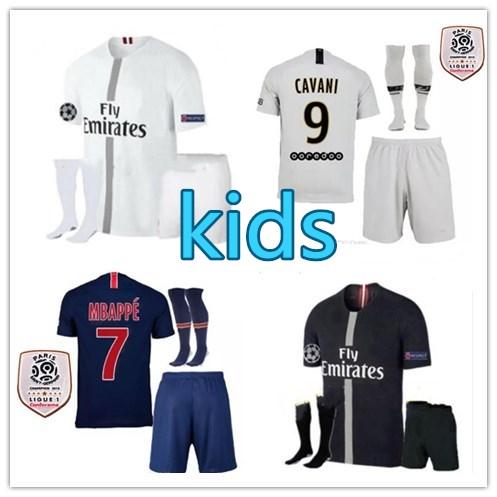 New 2019 Third PSG Black White Soccer Jerseys MBAPPE 3rd Kits 18/19 CHAMPIONS LEAGUE CAVANI Paris 2018 Football Shirts Uniform Men Sets
