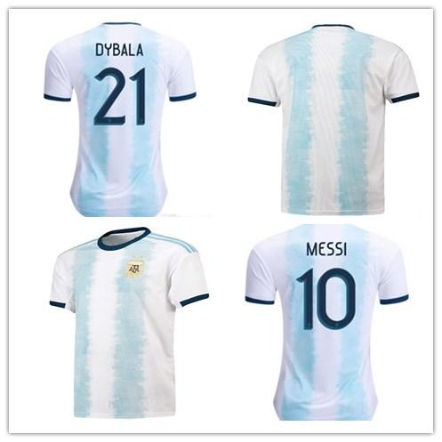 Argentina 2019 Copa America Soccer Jersey Home Blue White Soccer Shirt Messi Dybala Football Uniform More 10pcs Free DHL Shipping
