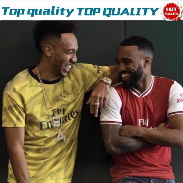 2019 #10 OZIL home red Soccer Jersey away yellow #9 LACAZETTE #14 AUBAMEYANG short sleeve soccer shirt 19/20 Football uniforms sales