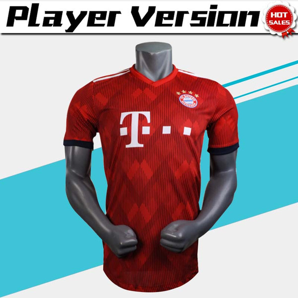 Player Version 2019 #25 MULLER Bayern Munich home Soccer Jersey 18/19 Home Red Soccer Shirt #11 JAMES #9 LEWANDOWSKI Football Uniform