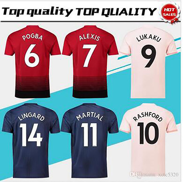 18/19 #7 ALEXIS Home Soccer Jersey 2019 #6 POGBA Away Soccer Shirt 2018 Customized #10 RASHFORD #9 LUKAKU 3rd Football Uniform Sized S-4XL