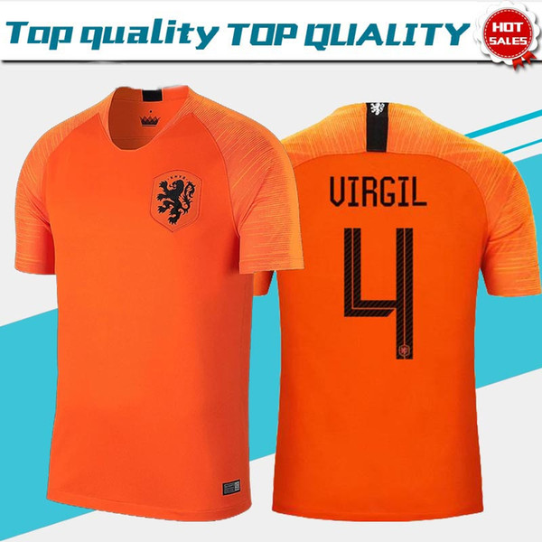 2018 Holland Home Orange Soccer Shirt #21 DE JON #10 MEMPHIS #4 VIRGIL Football Uniform 2019 Nederland #3 DE LIGT Soccer Jerseys