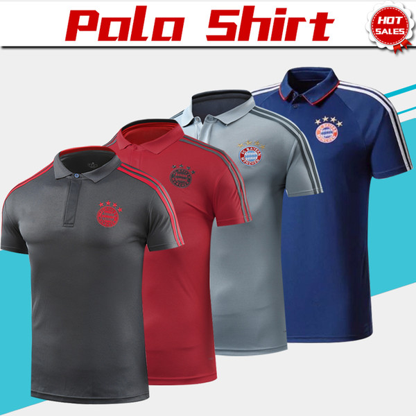 2019 Bayern Munich Polo Red Soccer Jersey 18/19 Bayern Blue Soccer Polo Football Uniforms Grey Sport Shirt Sales