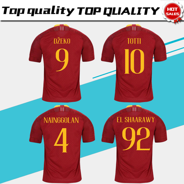 2019 TOTTI Roma home red Soccer Jersey 18/19 DE ROSSI A.S.Roma Soccer Shirt Customized DZEKO EL SHAARAWY short sleeve football uniform Sales