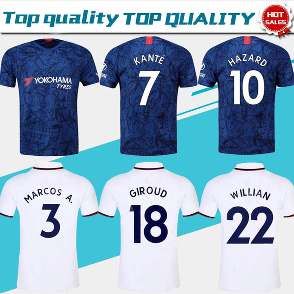 2019 #10 HAZARD Home Blue Jerseys #7 KANTE #9 HIGUAIN 19/20 New Season Away White #18 GIROUD #22 WILLIAN League Club football Shirts On Sale