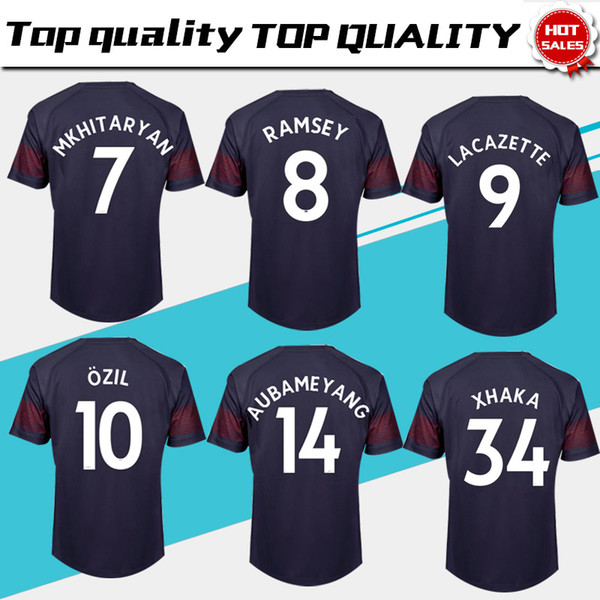 #10 OZIL away Soccer Jersey 18/19 MKHIARYAN short sleeve soccer shirt 2018/2019 OZIL AUBAMEYANG away Football uniforms sales size S-4XL