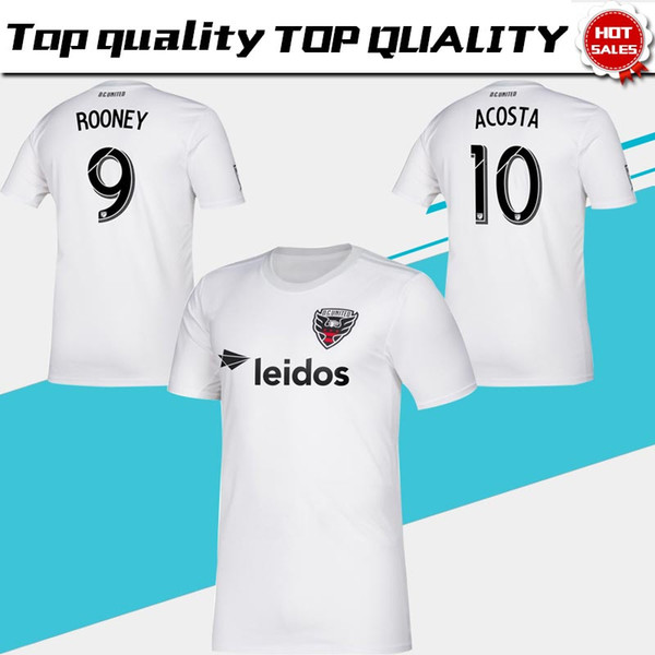 2019 MLS Washington DC United Soccer Jerseys #9 ROONEY  away white Soccer Shirt 2019 #10 ACOSTA Football Uniform Size S-XXL