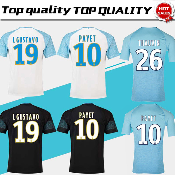 Marseille Home Blue Soccer Jerseys 18/19 #10 PAYET Olympique de Marseille Away Soccer Shirt 2019 #19 L.GUSTAVO #26 THAUVIN 3rd Uniform