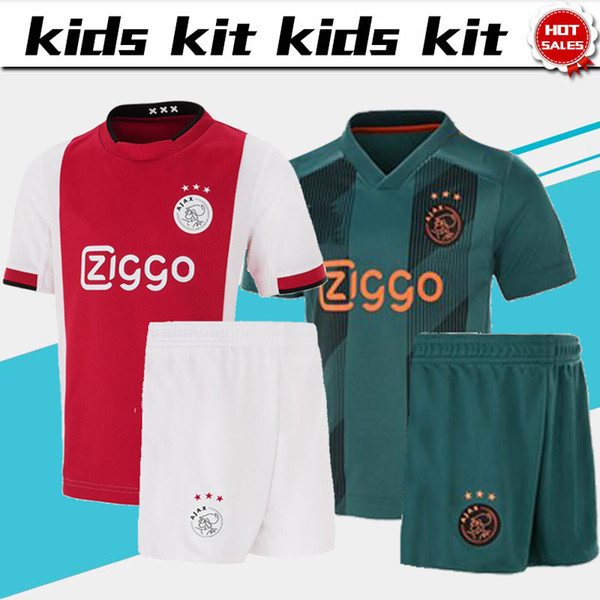 2019 Kids Kit Ajax soccer Jersey home red #10 TADIC #14 CRUYFF #22 ZIYECH 19/20 Away Child football uniforms Customized with shorts