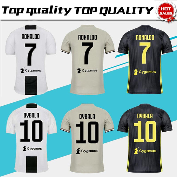 2018 #7 RONALDO home white Soccer Jersey 18/19 away #10 DYBALA #19 BONUCCI Soccer Shirt #5 PJANIC third football uniform Sales size S-4XL