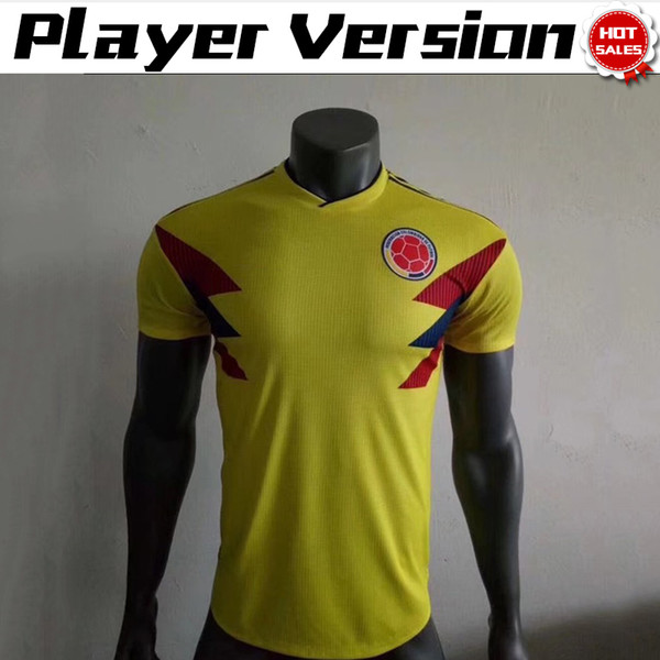 Player Version 2018 World Cup Colombia National Team Jersey Colombia Home yellow Soccer Jerseys 2018 World Cup #10 JAMES Falcao Shirts