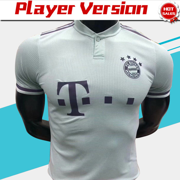 Player Version #25 MULLER Away Soccer Jersey 18/19 Away Blue Soccer Shirt Customized #11 JAMES #9 LEWANDOWSKI Bayern Munich Football uniform