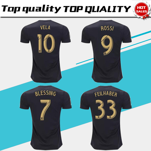 MLS 2018Los Angeles FC home Soccer Jersey 2018 Los Angeles FC home balck Soccer Shirt Customized # 10 VELA football uniform Sales