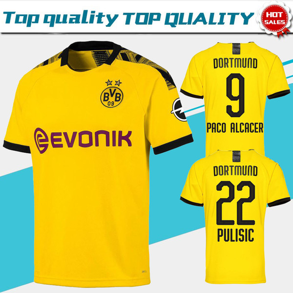 Dortmund 2019 Home Soccer Jersey #11 REUS football shirt 19/20 #10 M.GOTZE #22 PULISIC Football Club uniforms On Sale Drop shipping